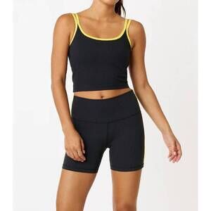 NEW CREAM YOGA hera strap bra top in black / lemon